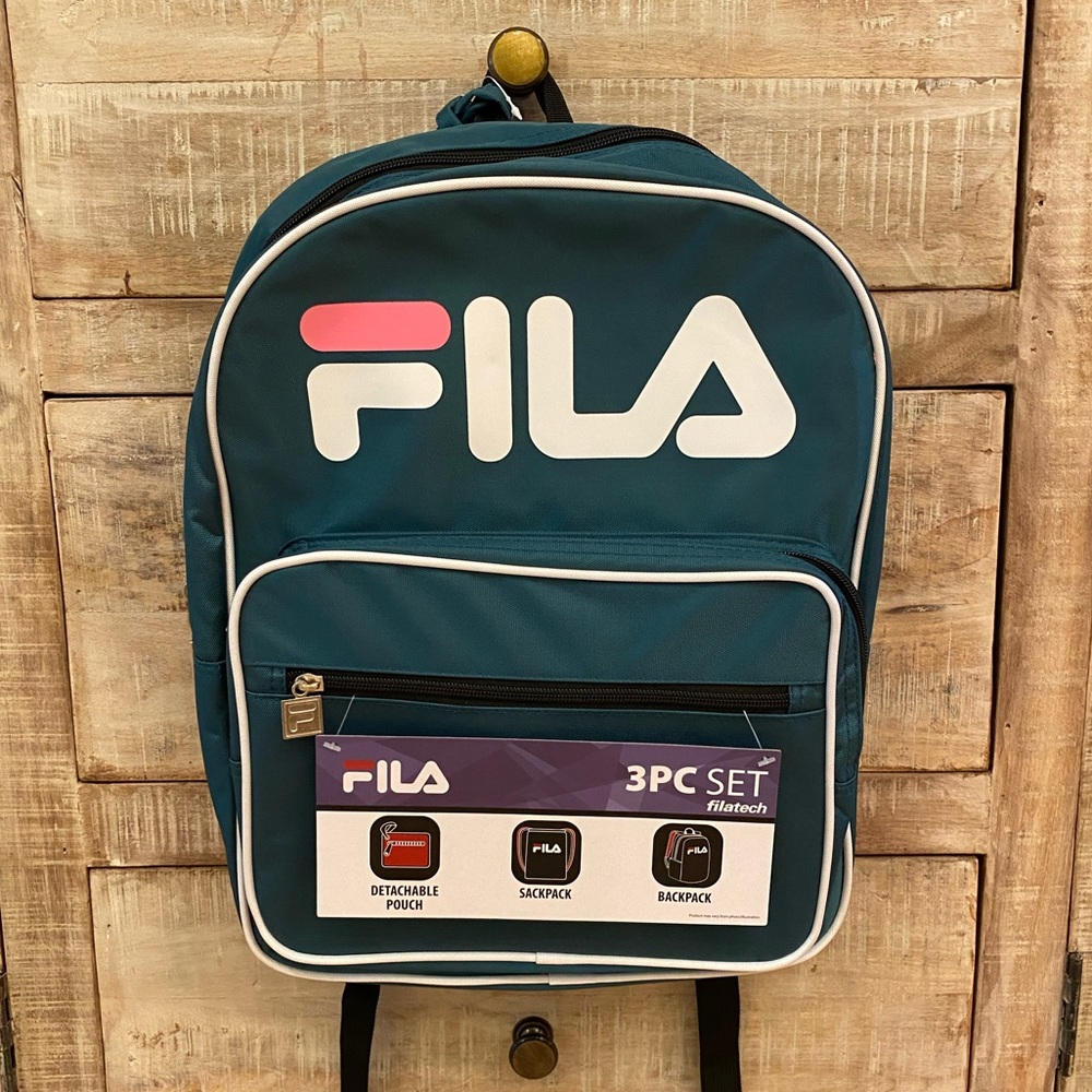 FILA Dark Teal 3-Piece Patricia Backpack Set